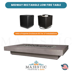 Midway Rectangle Low Fire Table in GFRC Concrete - Majestic Fountains