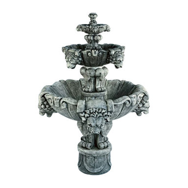 3 Tier Lion Fountain in Cast Stone - Fiore Stone 257-FM & 257-FMB - Majestic Fountains