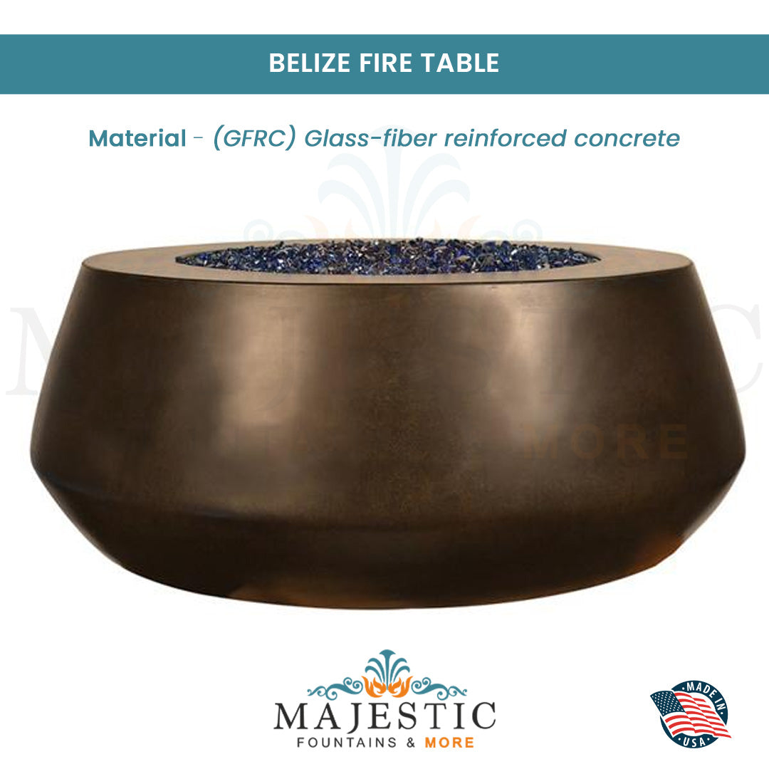 Belize Fire Table in GFRC Concrete - Majestic Fountains