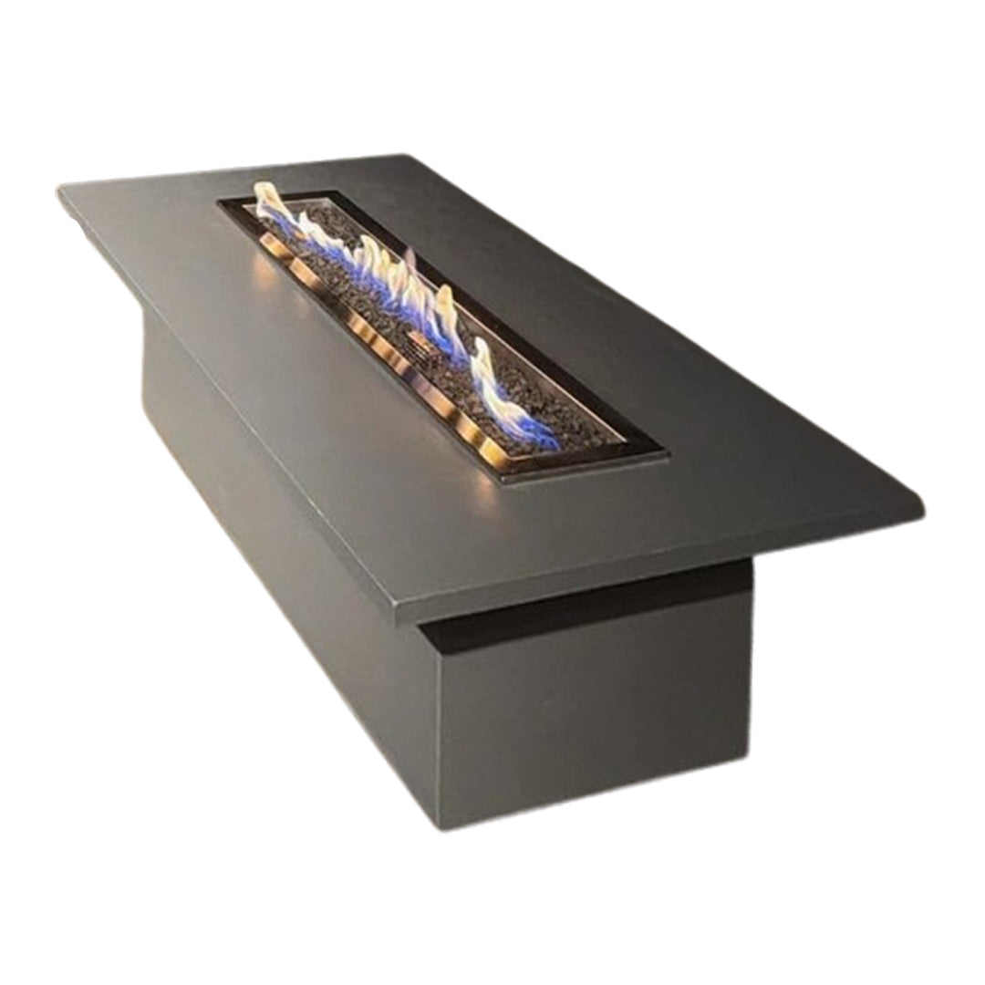 42L x 26W Rectangle Two-Piece Fire Pit Table in GFRC Concrete - Majestic Fountains