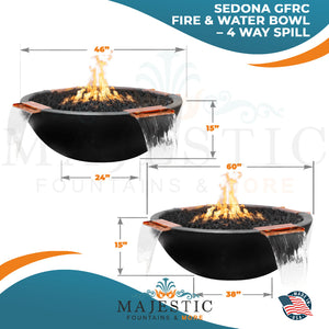 The Outdoor Plus Sedona 4-Way Spill Fire and Water Bowl in GFRC