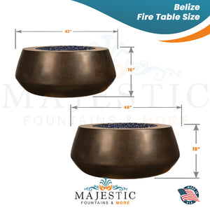Belize Fire Table in GFRC Concrete Size - Majestic Fountains