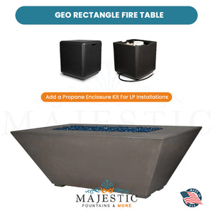 Geo Rectangle Fire Table in GFRC Concrete - Majestic Fountains