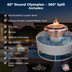 60" Round Olympian - 360 Spill Cazo  Fire & Water Bowl in Copper by The Outdoor Plus