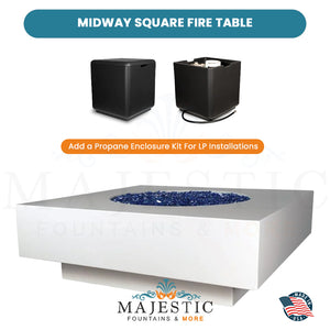 Midway Square Fire Table in GFRC Concrete - Majestic Fountains