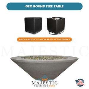 Geo Round Fire Table in GFRC Concrete - Majestic Fountains