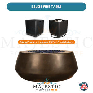 Belize Fire Table in GFRC Concrete Propane Enclosure - Majestic Fountains