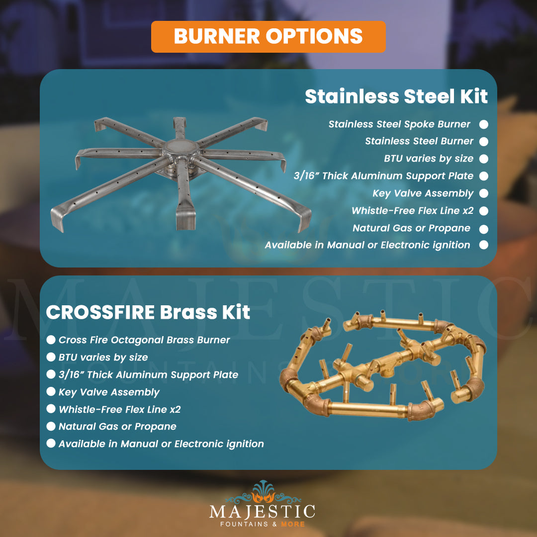 Legacy Round Fire Table in GFRC Concrete Burner Options - Majestic Fountains