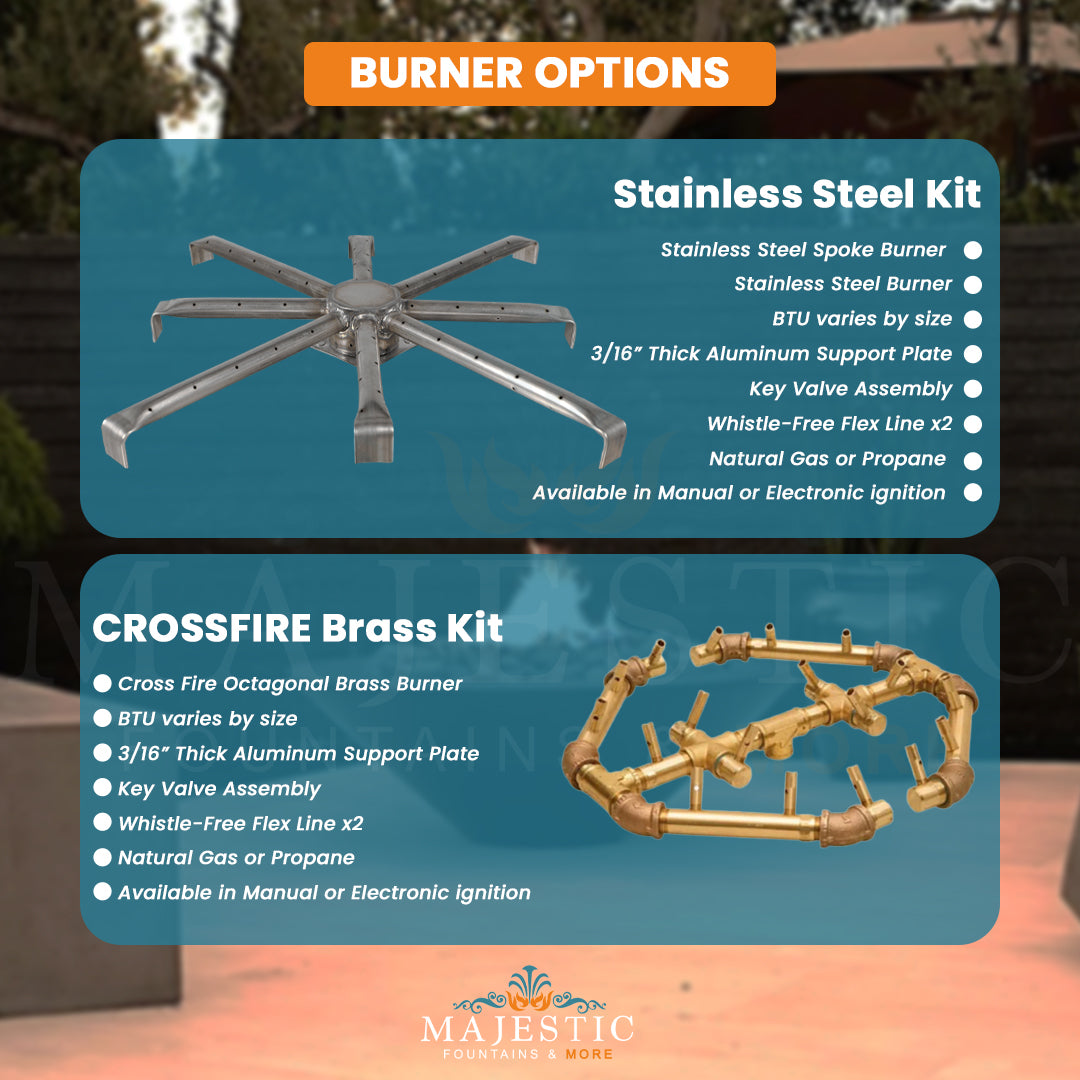 Geo Round Fire Table in GFRC Concrete Burner options - Majestic Fountains