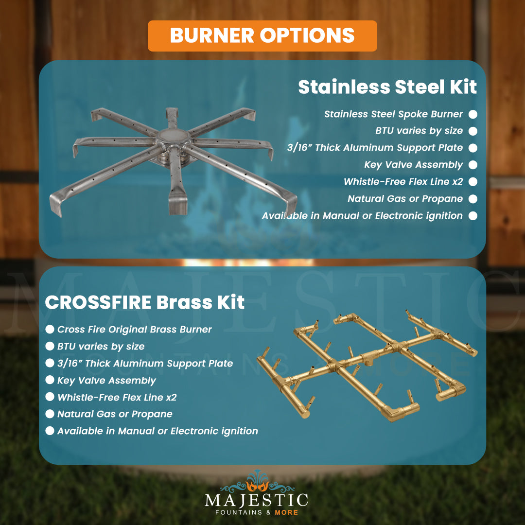 Manhattan Cylinder in GFRC Concrete Burner Options - Majestic Fountains