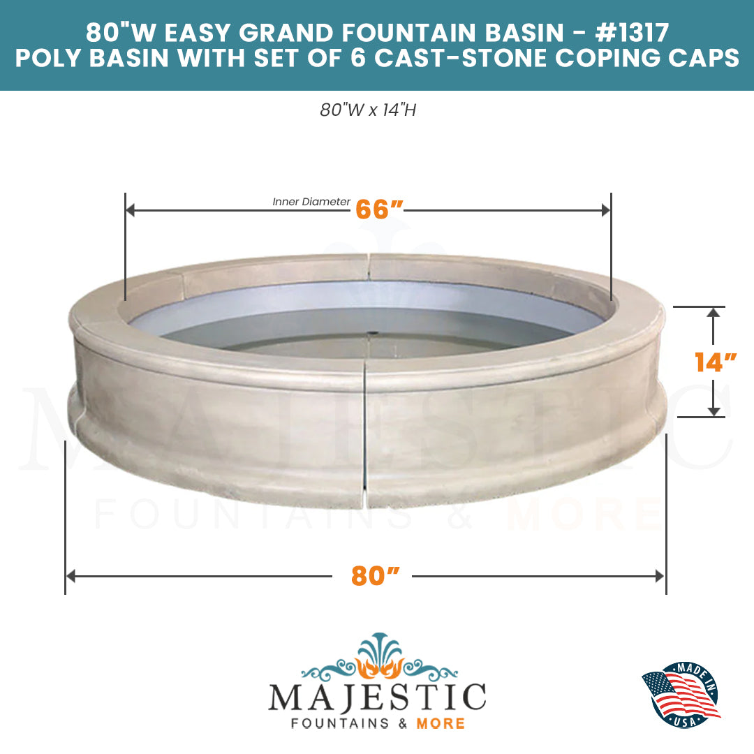 80Wide Easy Grand Fountain Basin - #1317 - Majestic Fountains 