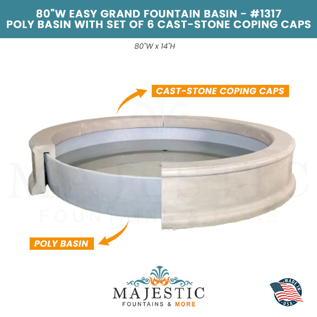 80Wide Easy Grand Fountain Basin Poly Basin - #1317  - Majestic Fountains