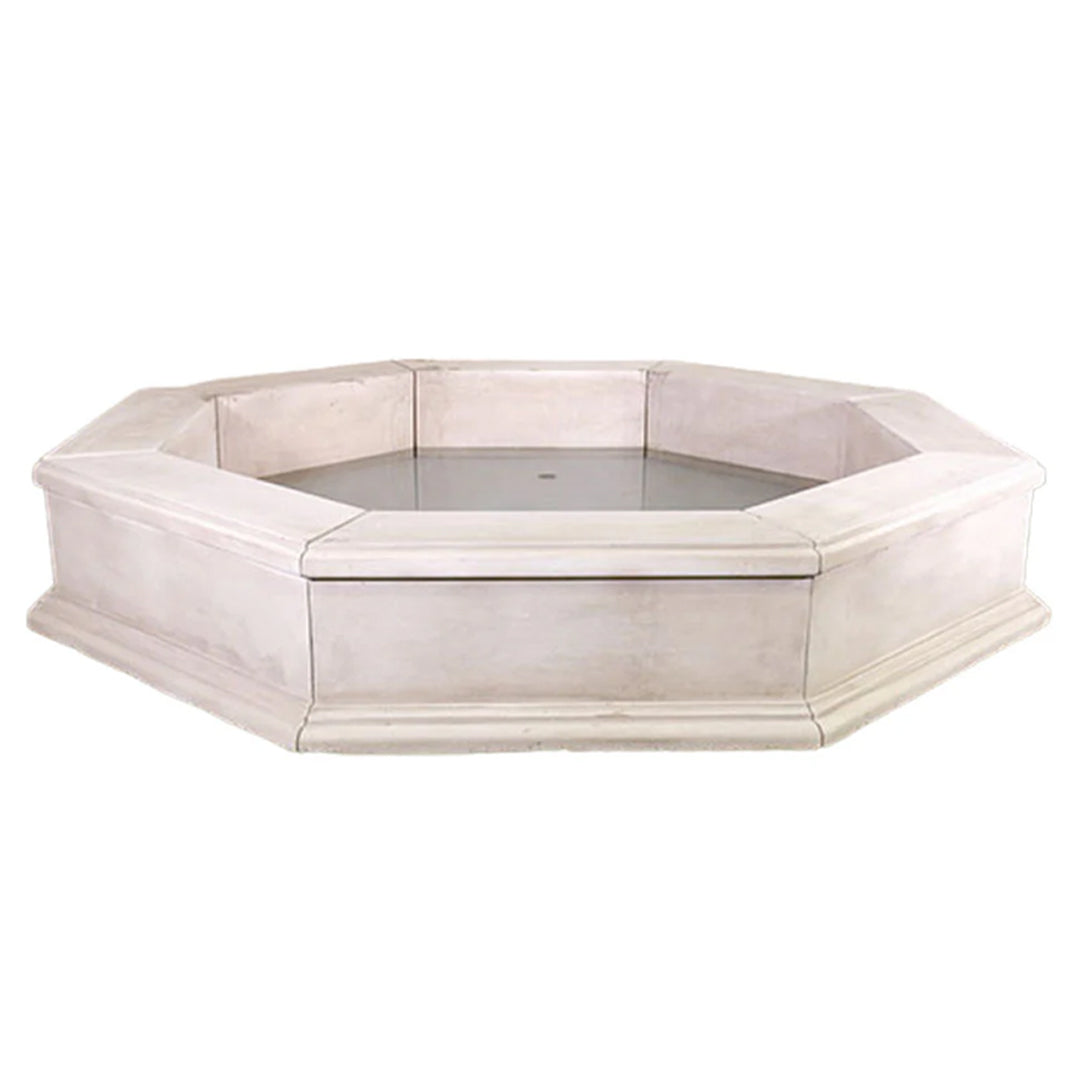 82W Octavious Easy Basin #1318 - Poly Basin with Set of 8 Cast-Stone Coping Caps - Majestic Fountains