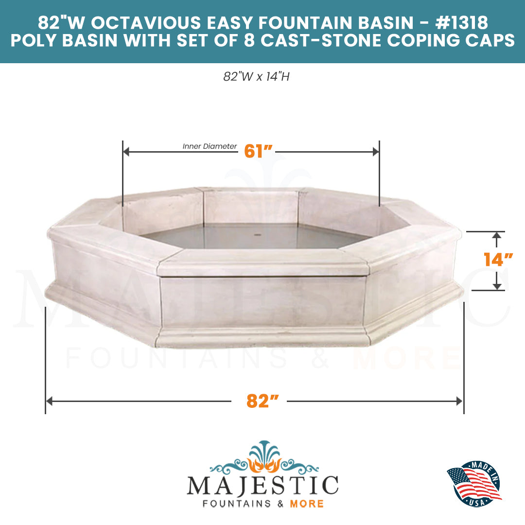 82 Wide Octavious Easy Basin - 82W x 14H - #1318  - Majestic Fountains