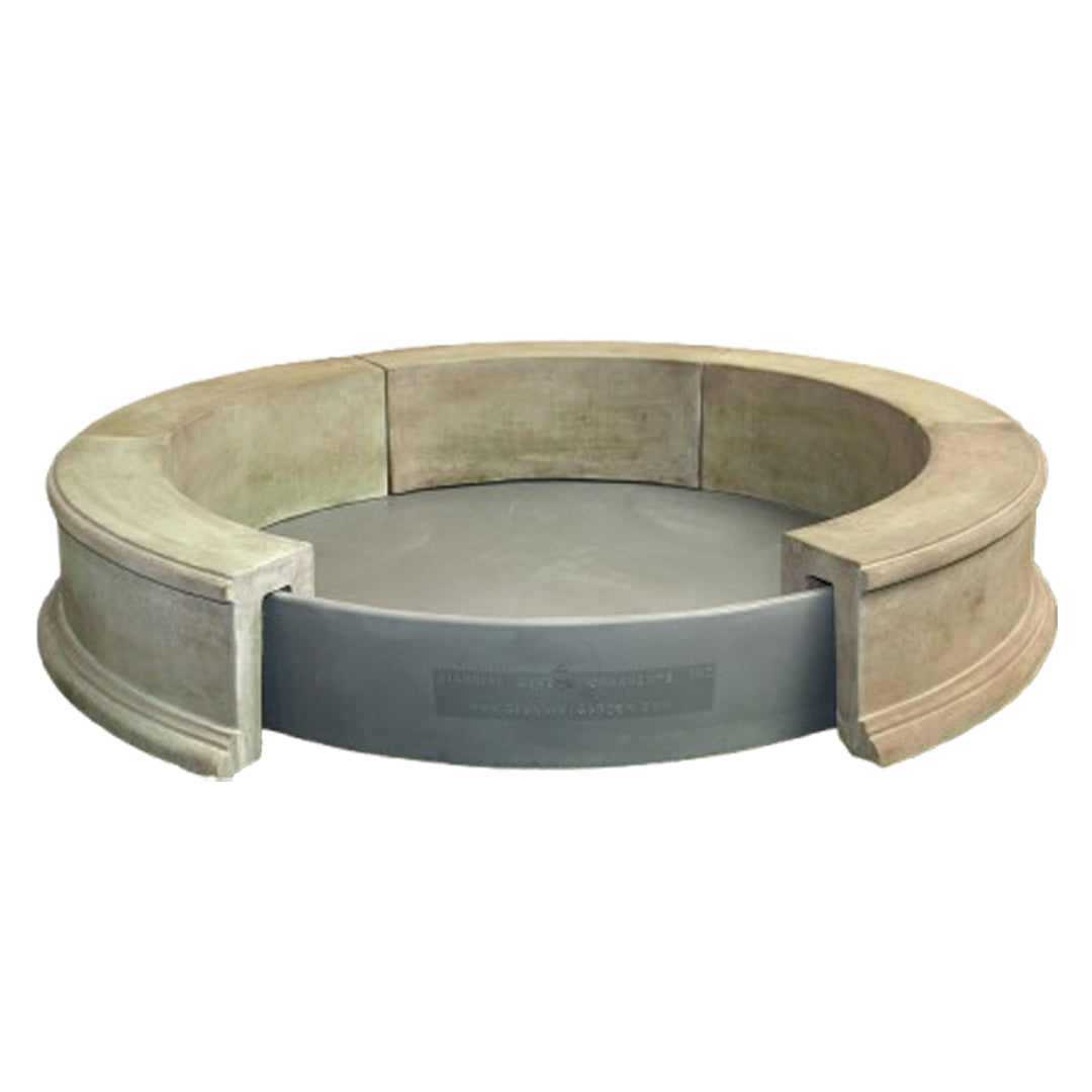84W Easy Fountain Basin #1316 - Poly Basin with Set of 6 Cast-Stone Coping Caps - Majestic Fountains