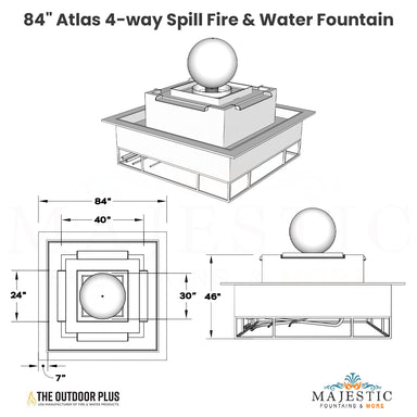 84 Atlas 4-way Spill Fire & Water Fountain by The Outdoor Plus - Majestic Fountains