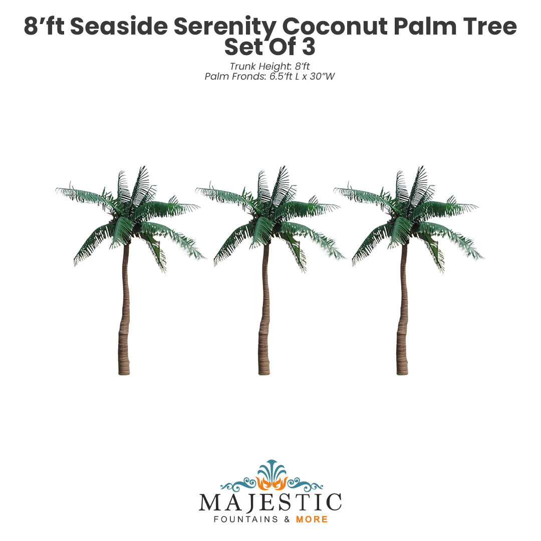 Seaside Serenity Coconut Palm Tree Triple Set - Majestic Fountains