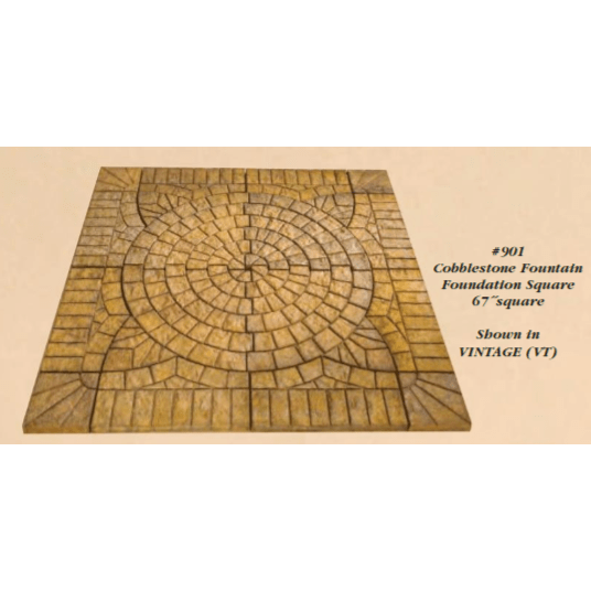 Cobblestone Fountain and Statue Foundation  - 67 inch Square - Majestic Fountains