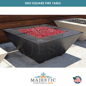 Geo Square Fire Table in GFRC Concrete - Majestic Fountains