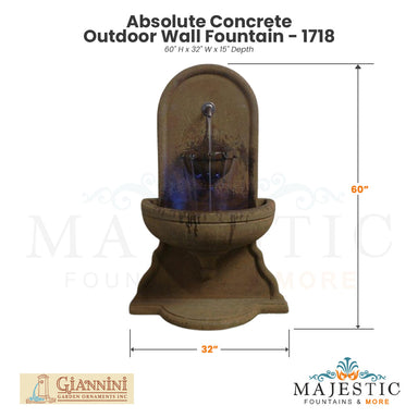 Absolute Concrete Outdoor Wall Fountain - 1718 - Majestic Fountains
