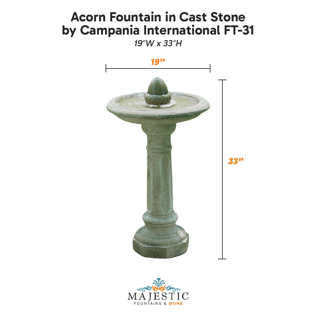 Acorn Fountain in Cast Stone by Campania International FT-31 - Majestic Fountains