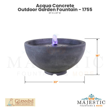 Acqua Concrete Outdoor Garden Fountain - 1755 - Majestic Fountains