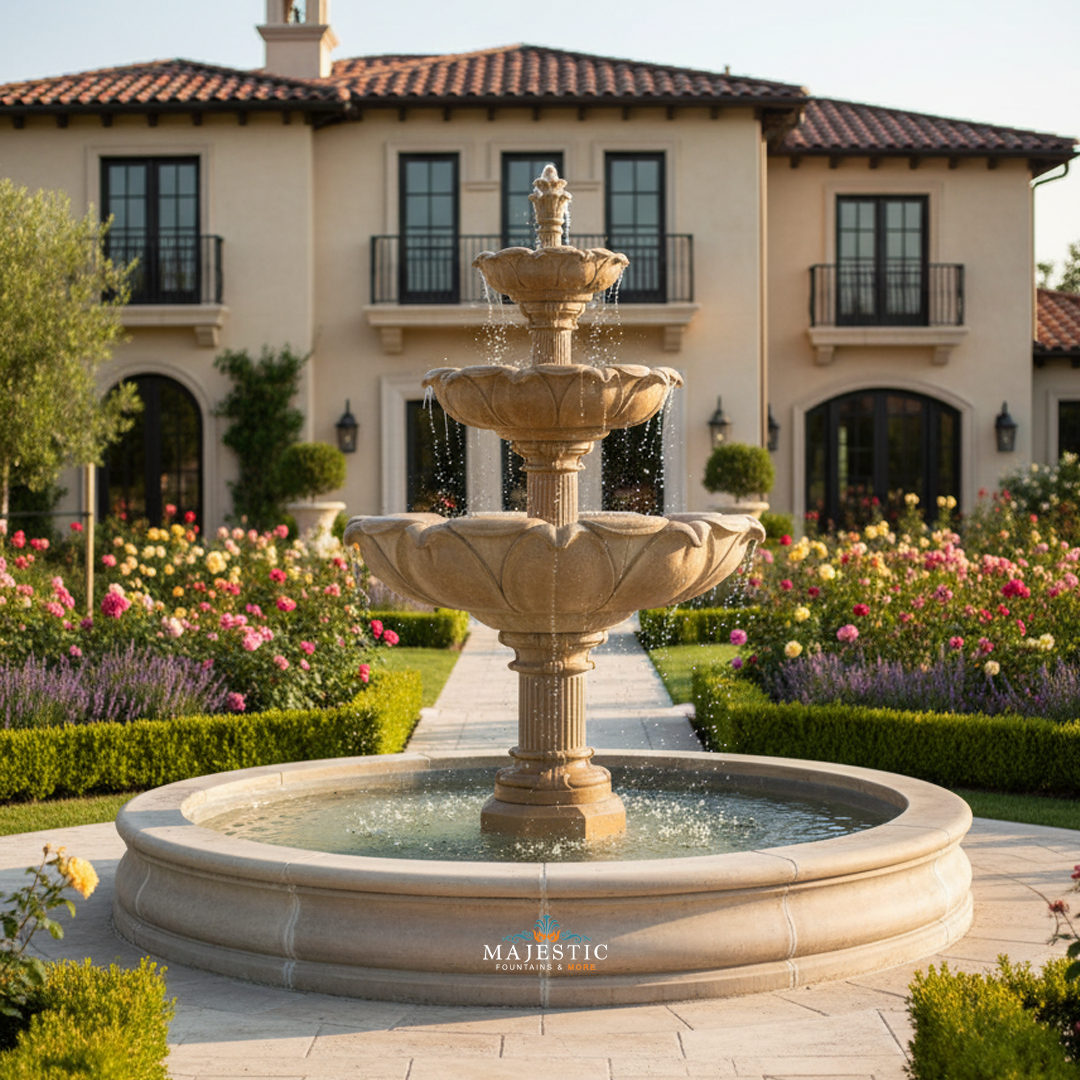 Acquarossa Concrete 3 Tier Outdoor Courtyard Fountain - 1201 - Majestic Fountains