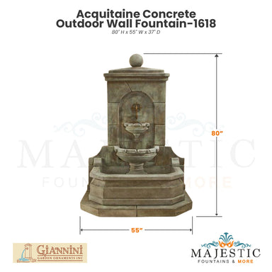 Acquitaine Concrete Outdoor Wall Fountain-1618 - Majestic Fountains