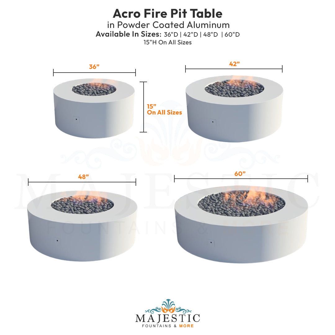Acro Fire Pit Table in Powder Coated Aluminum - Majestic Founts