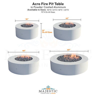 Acro Fire Pit Table in Powder Coated Aluminum - Majestic Founts