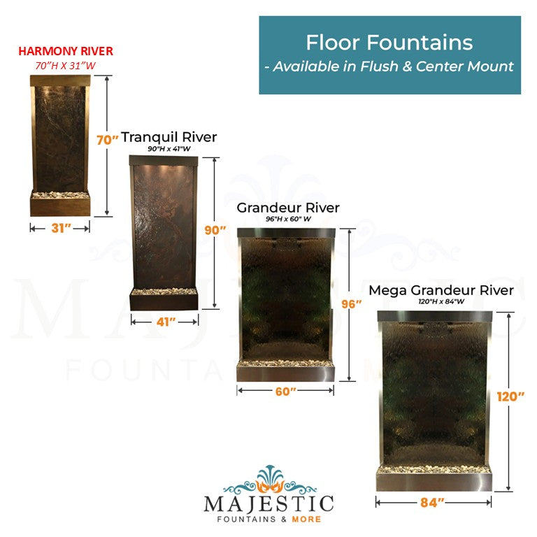 Adagio Harmony River - Flush Mounted 70H x 31W - Majestic Fountains and More