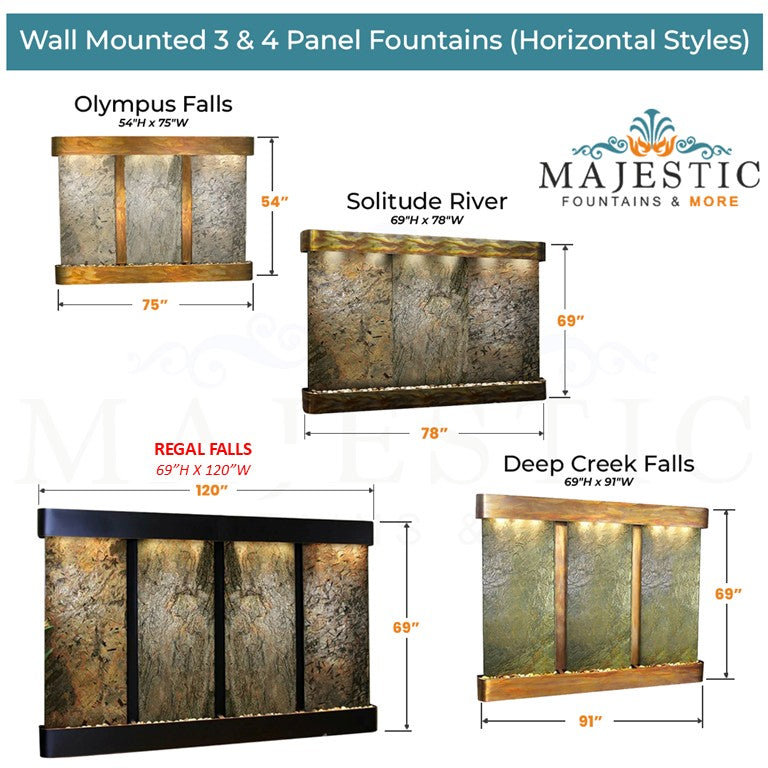 Adagio Regal Falls 10ft Wide 4 panel 69H x 120W - Majestic Fountains and More
