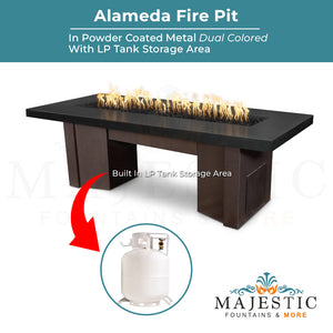 Alameda Fire Pit in Dual Colored Powder Coated Metal - Majestic Fountains
