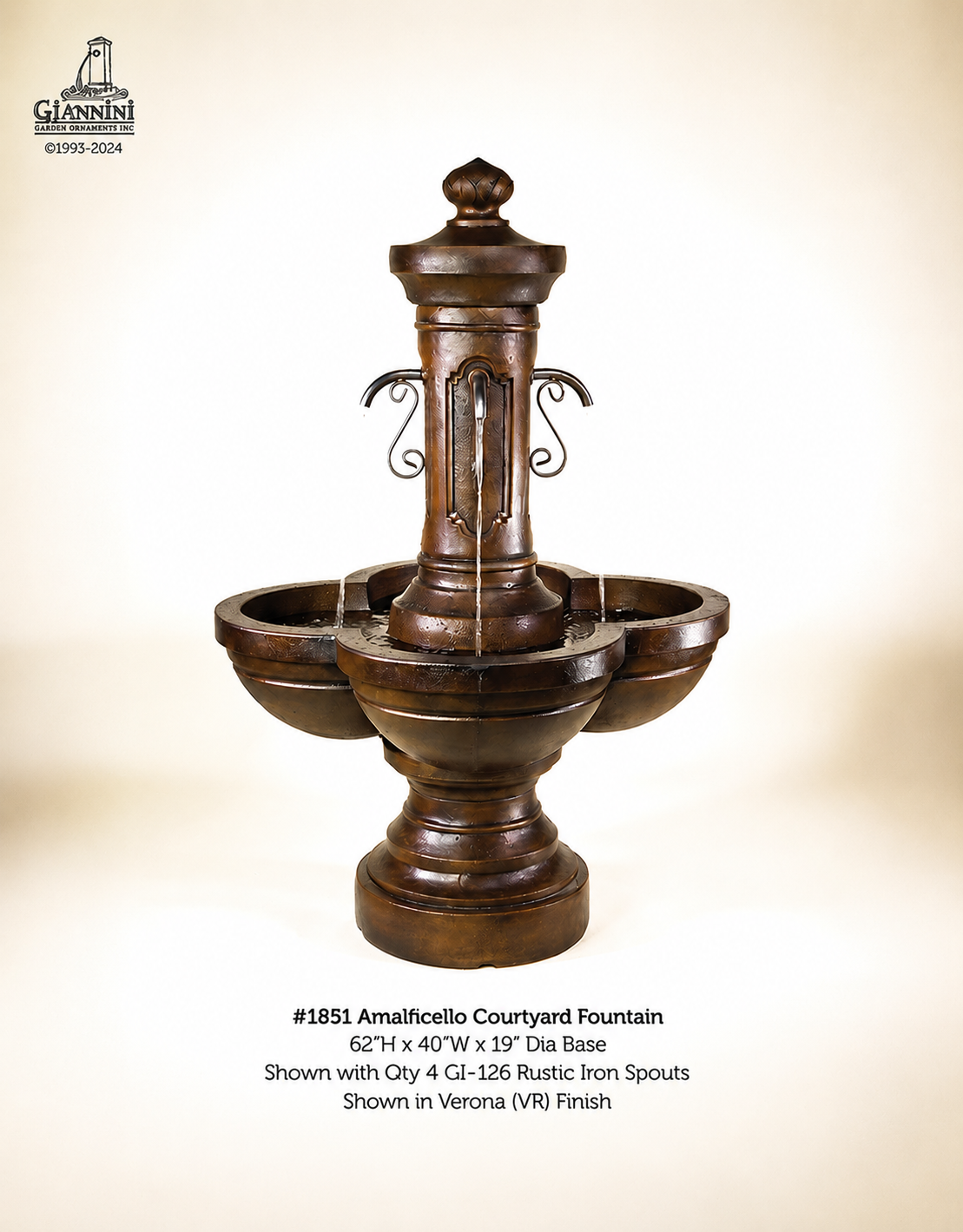 Amalficello Concrete Outdoor Courtyard Fountain - 1851 - Majestic Fountains.