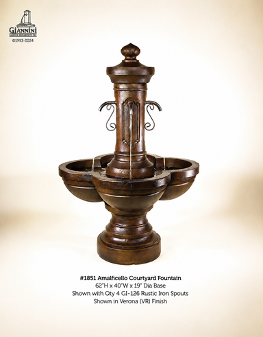 Amalficello Concrete Outdoor Courtyard Fountain - 1851 - Majestic Fountains.