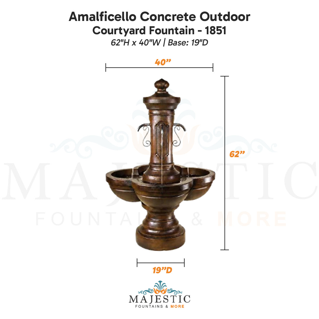 Amalficello Concrete Outdoor Courtyard Fountain - 1851- Majestic Fountains