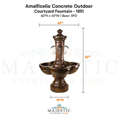 Amalficello Concrete Outdoor Courtyard Fountain - 1851- Majestic Fountains