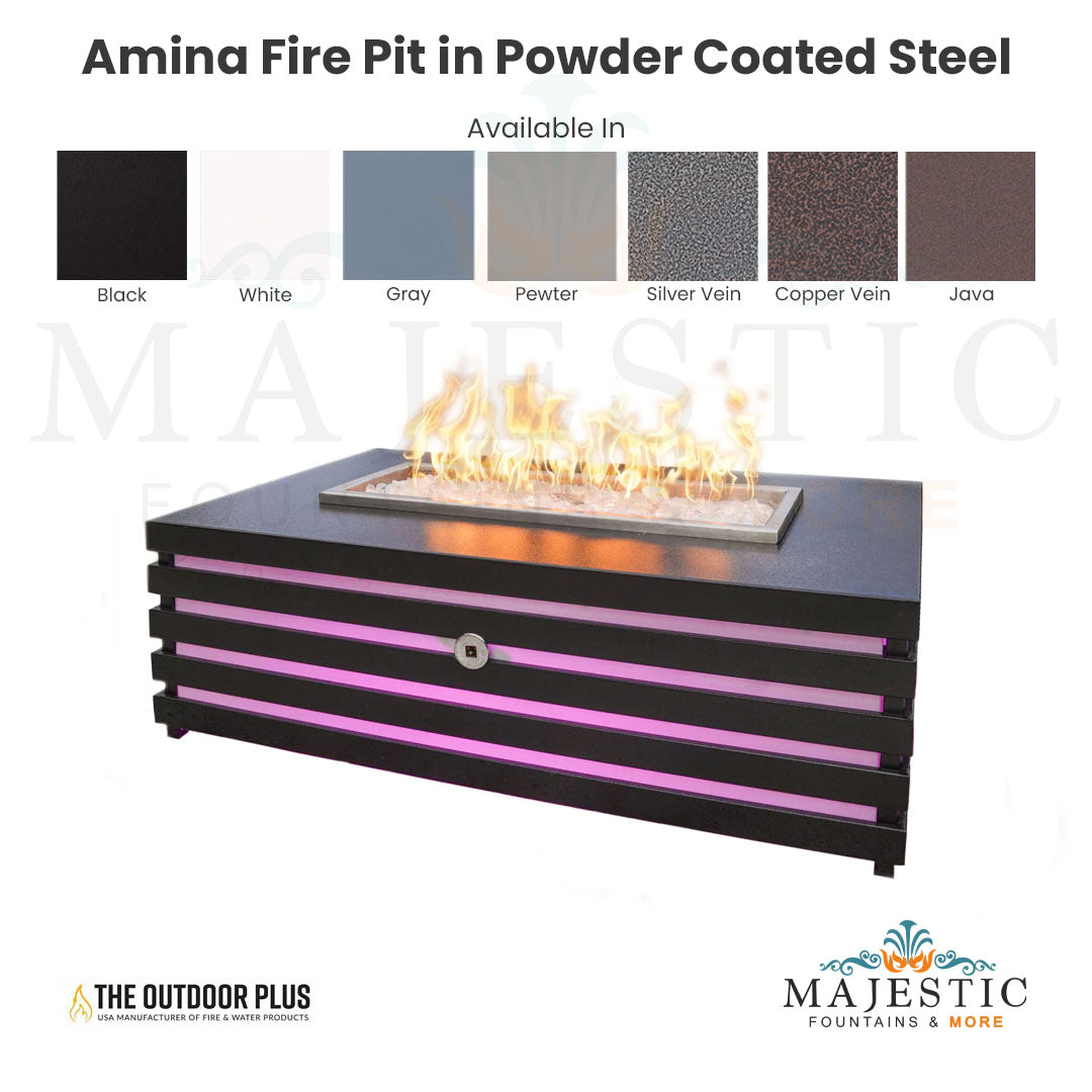 Amina Fire Pit in Powder Coated Steel - Majestic Fountains and More