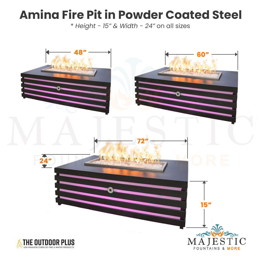 Amina Fire Pit in Powder Coated Steel  - Majestic Fountains and More
