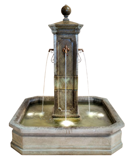 Anduze Colonne Courtyard Fountain with Square Basin - 1674