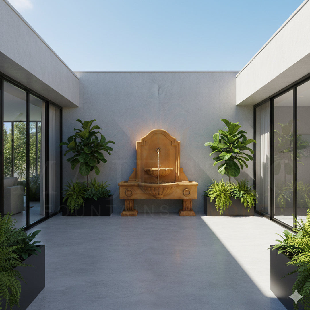 Anduze Concrete Outdoor Garden Wall Fountain with 2 Basins - Tall or Short - 1400-1401 - Majestic Fountains