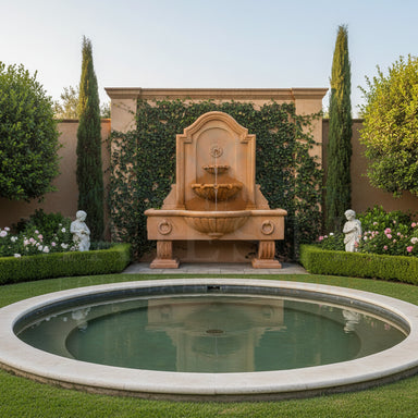 Anduze Concrete Outdoor Garden Wall Fountain with 3 Basins - Tall or Short - 1298-1299 - Majestic Fountains