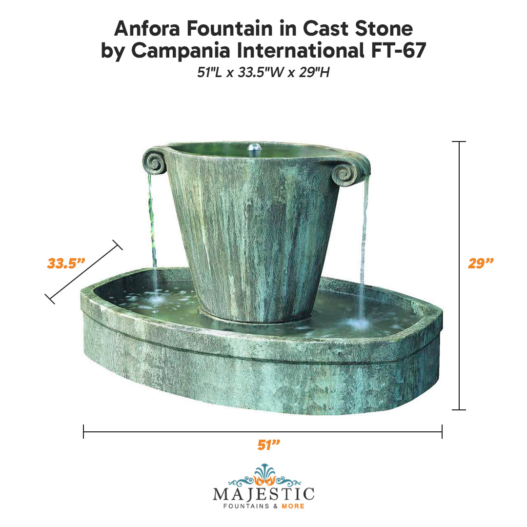 Anfora Fountain in Cast Stone by Campania International FT-67 - Majestic Fountains