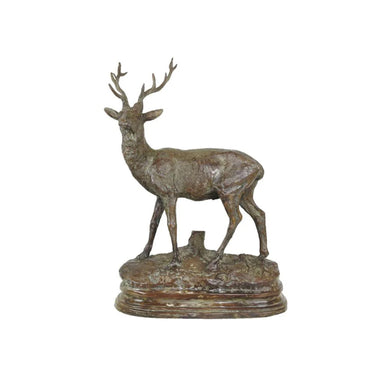 Antique Stag Bronze Table Top Sculpture - Majestic Fountains