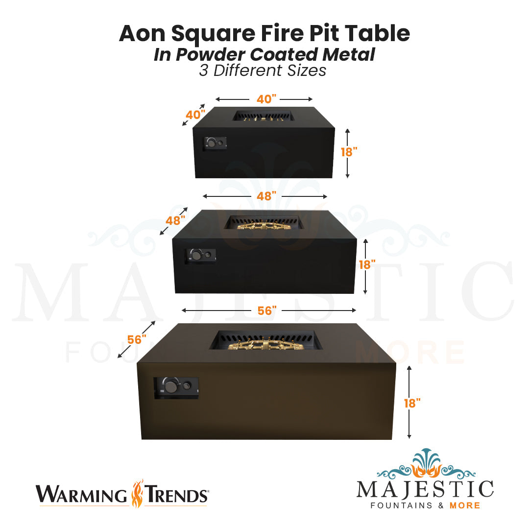 Aon Square Fire Pit Table -  Majestic Fountains