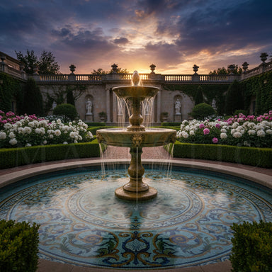 Appia Antica Lion Head Concrete Outdoor Courtyard Fountain - 102 - Majestic Fountains