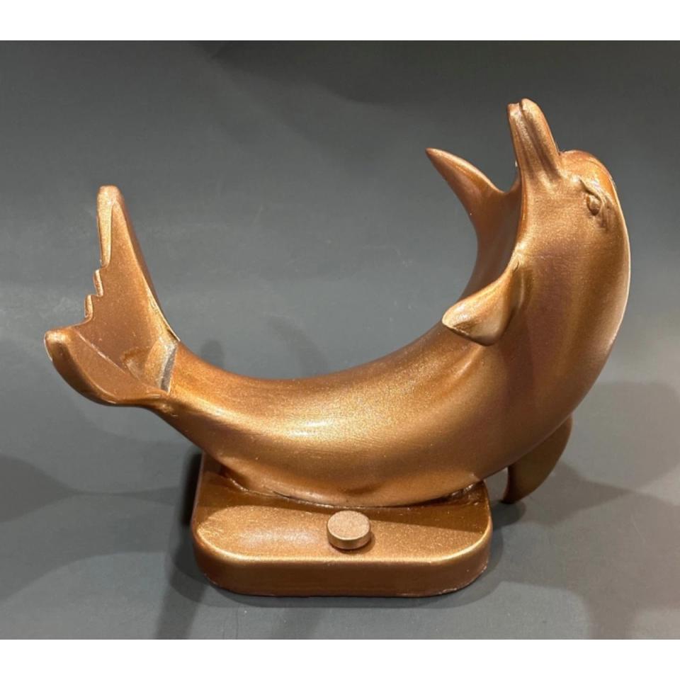 Aqua Dolphin - Decorative Sheer Descent Scupper - On Wall