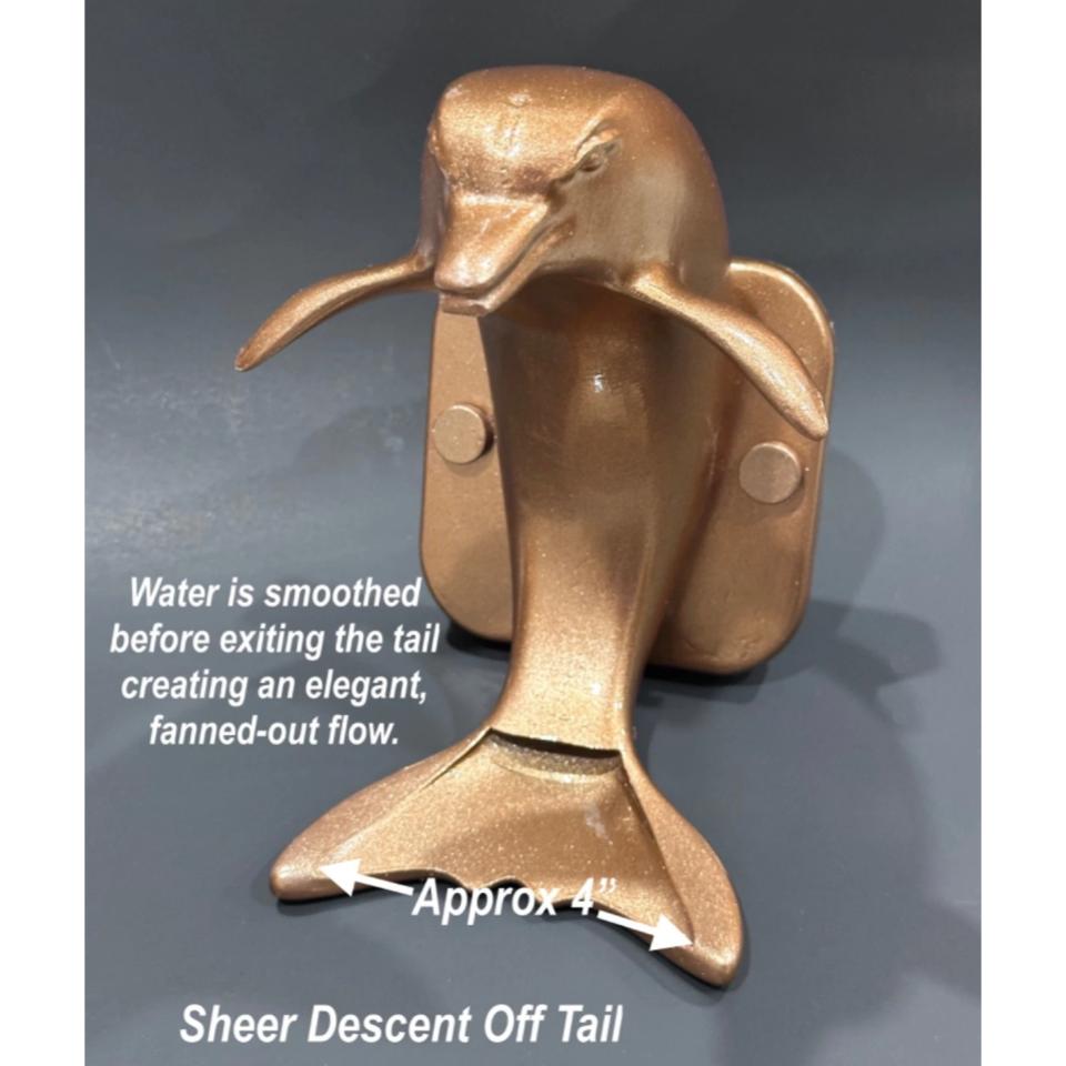 Aqua Dolphin - Decorative Sheer Descent Scupper - On Wall