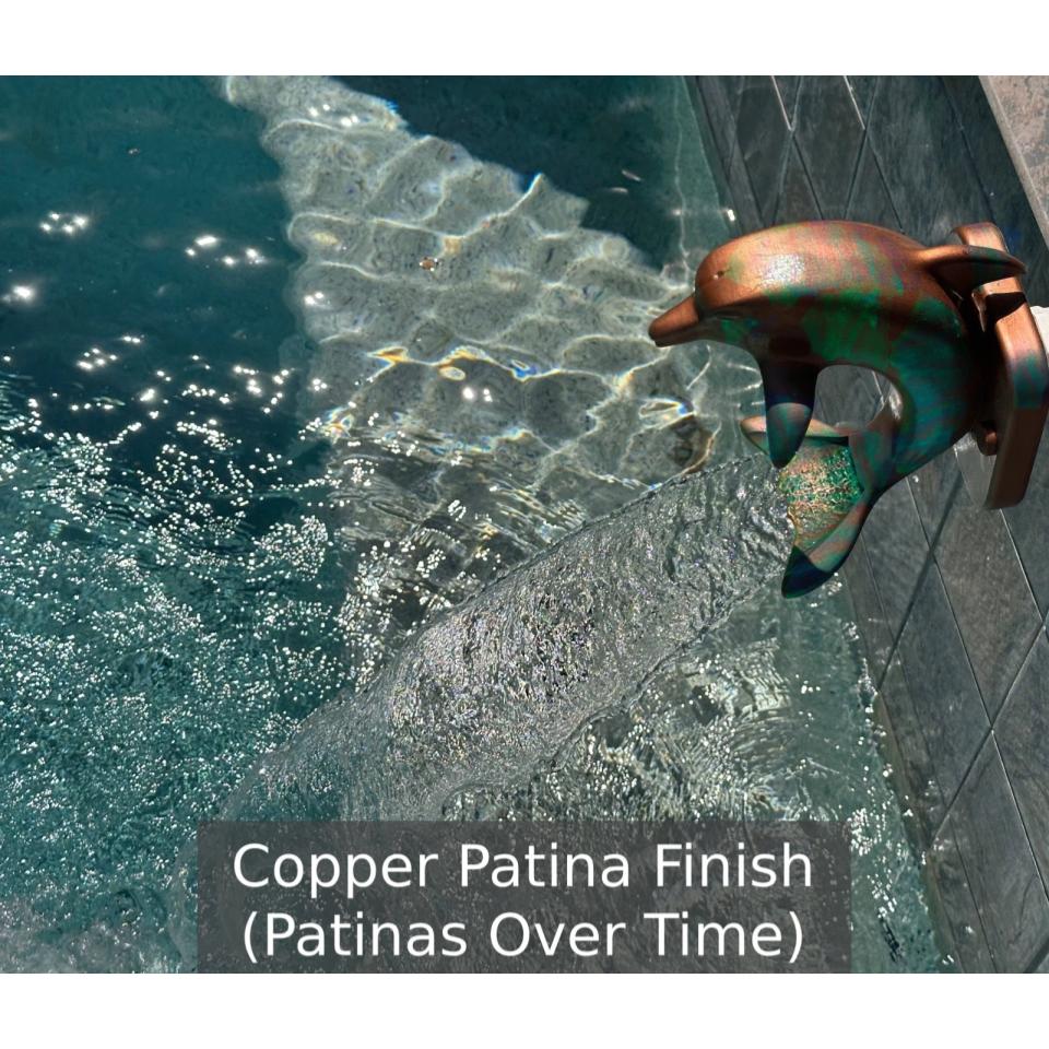 Aqua Dolphin - Decorative Sheer Descent Scupper - On Wall