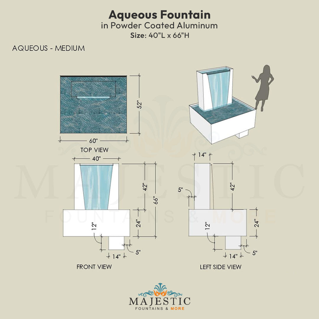 Aqueous Fountain in Powder Coated Aluminum -Majestic Fountains